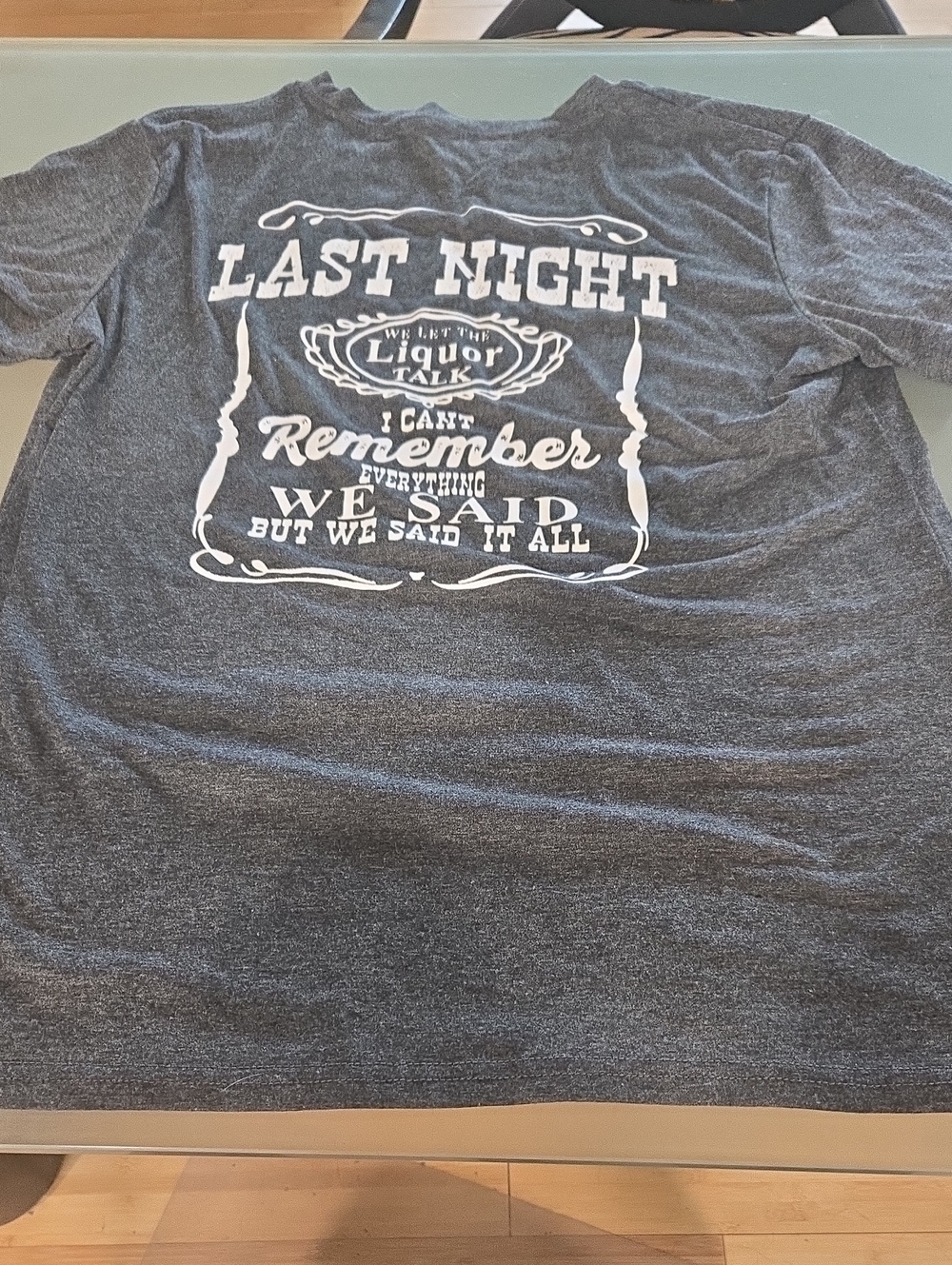 Last Night Graphic Tee - Charcoal Gray Men’s Short Sleeve Shirt